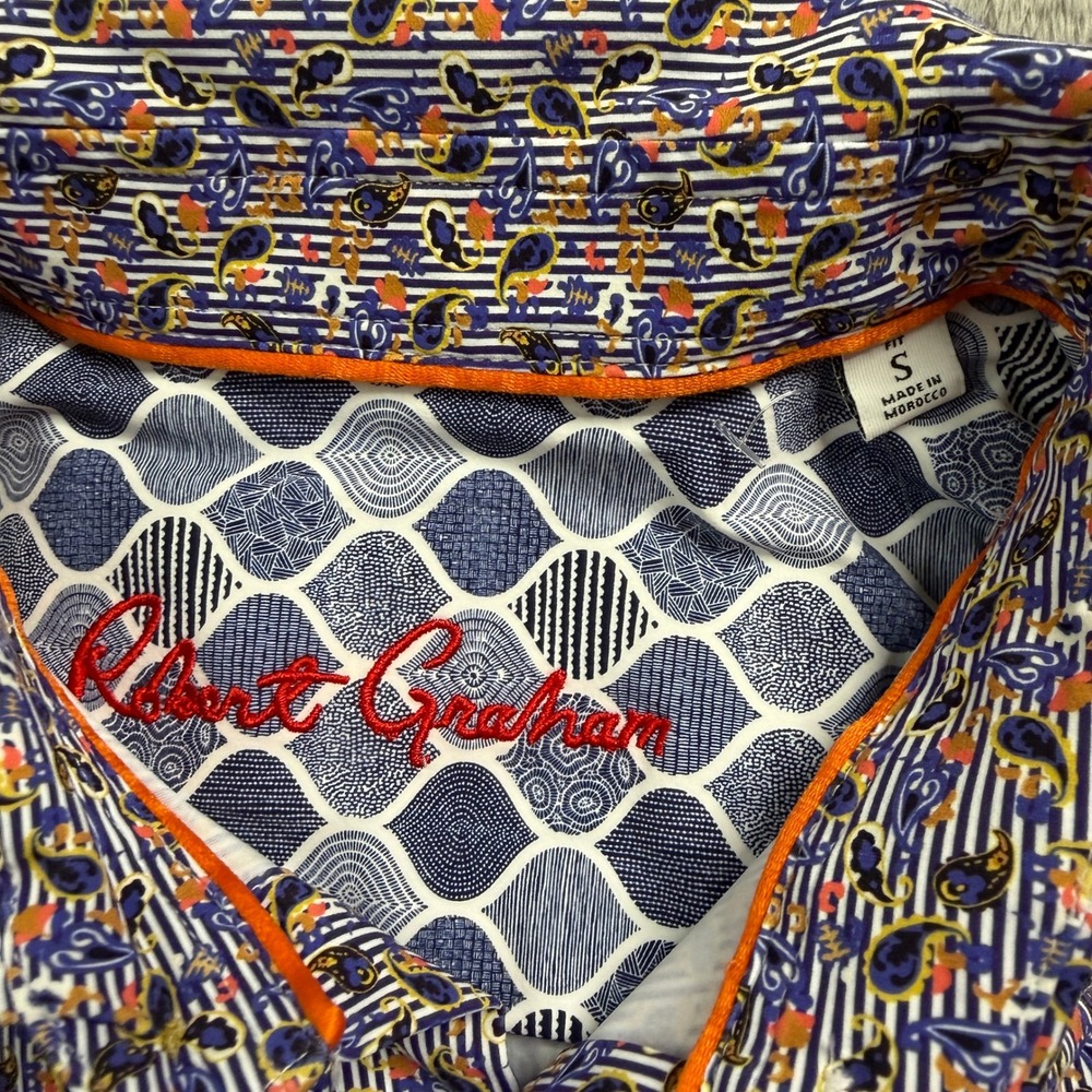 Robert Graham Tiburon Mens Small Classic Fit Paisley Striped Button Down‎ Shirt - Picture 4 of 11